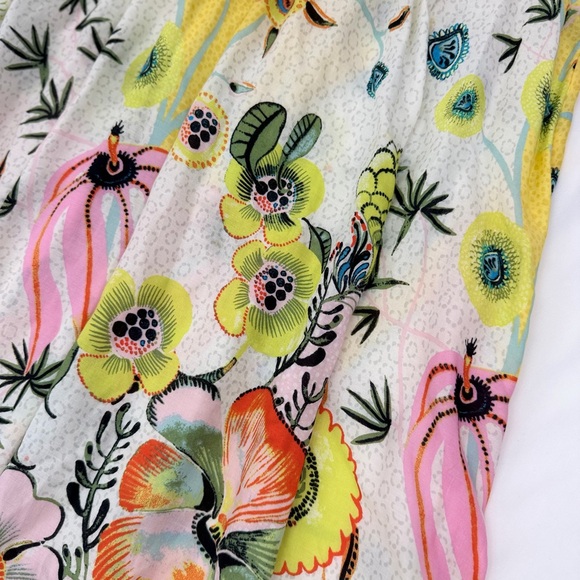 Anthropology Margaux Floral Dress Pastel Floral Smocked Waist Lace Back Small - Picture 7 of 14